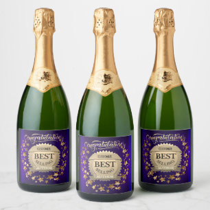 Personalized Best Selling Author Purple Sparkling Wine Label