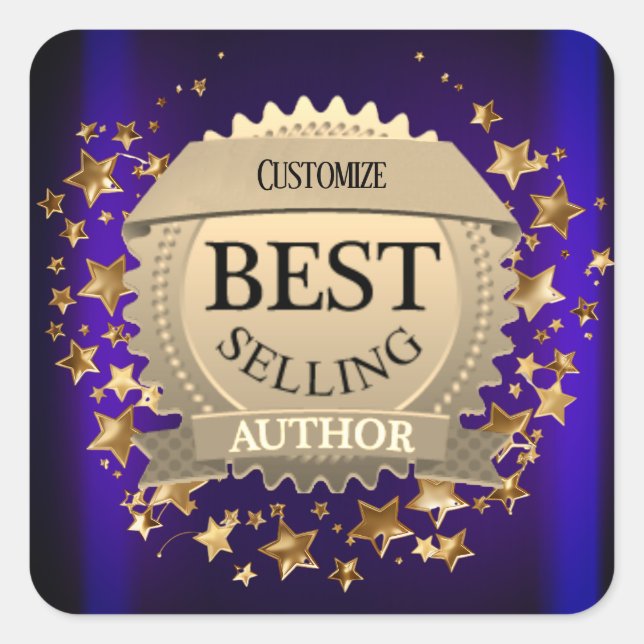 Personalized Best Selling Author Purple Square Sticker (Front)