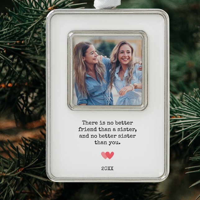 Personalized Best Sister Photo Christmas Ornament (Modern Personalized Sister Photo Christmas Christmas Ornament)