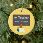 Personalized Best Teacher Chalkboard Ceramic Ornament<br><div class="desc">Let your teacher know just how much you appreciate them with this personalized Christmas ornament. Click on the "CUSTOMIZE IT" button to change the font style,  color,  size and position.</div>