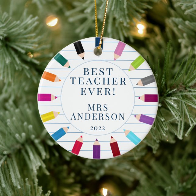 Personalized Best Teacher Christmas Ornament (Tree)