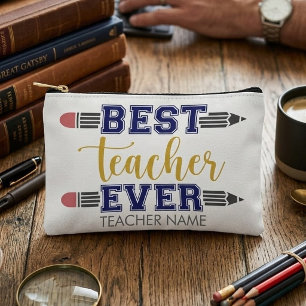 Personalized Best Teacher Ever - Customized Gift Accessory Pouch