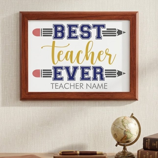 Personalized Best Teacher Ever - Customized Gift Award Plaque (Creator Uploaded)