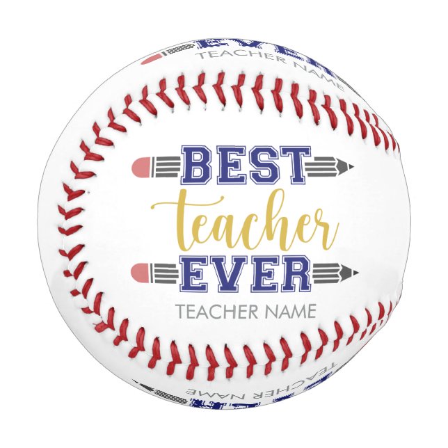 Personalized Best Teacher Ever - Customized Gift Baseball (Front Left)