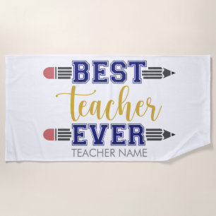 Personalized Best Teacher Ever - Customized Gift Beach Towel