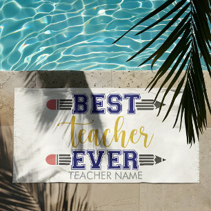 Personalized Best Teacher Ever - Customized Gift Beach Towel