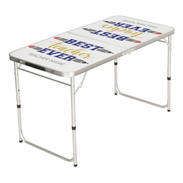 Personalized Best Teacher Ever - Customized Gift Beer Pong Table (Angled)