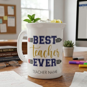 Personalized Best Teacher Ever - Customized Gift Beverage Pitcher
