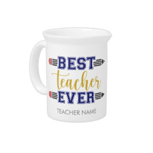 Personalized Best Teacher Ever - Customized Gift Beverage Pitcher