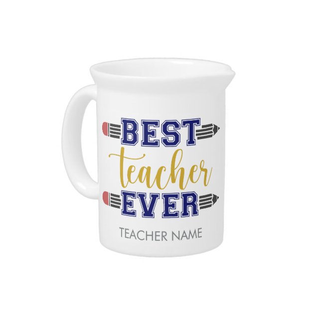 Personalized Best Teacher Ever - Customized Gift Beverage Pitcher (Left)