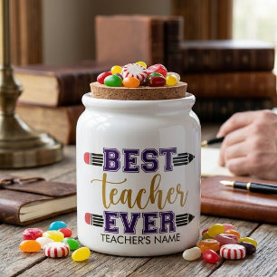 Personalized Best Teacher Ever - Customized Gift Candy Jar