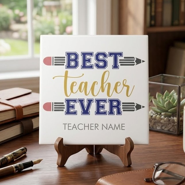 Personalized Best Teacher Ever - Customized Gift Ceramic Tile (Creator Uploaded)