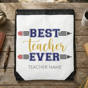 Personalized Best Teacher Ever - Customized Gift Drawstring Bag