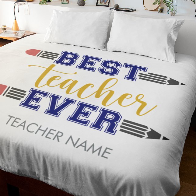 Personalized Best Teacher Ever - Customized Gift Duvet Cover (Creator Uploaded)