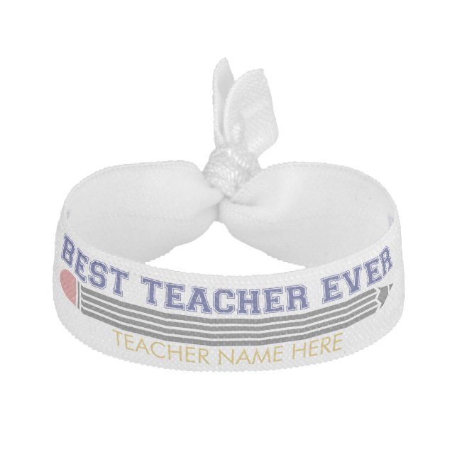 Personalized Best Teacher Ever - Customized Gift Elastic Hair Tie (Front)
