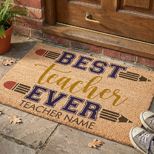 Personalized Best Teacher Ever - Customized Gift Fiber Doormat
