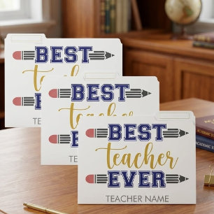 Personalized Best Teacher Ever - Customized Gift File Folder