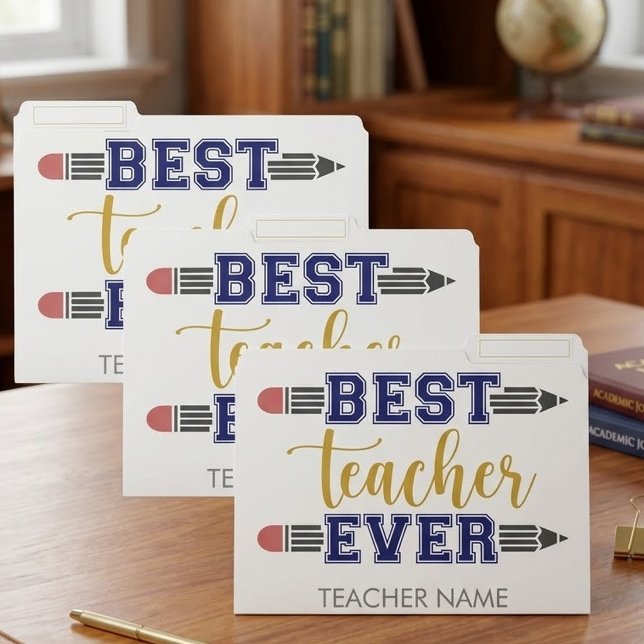 Personalized Best Teacher Ever - Customized Gift File Folder (Creator Uploaded)