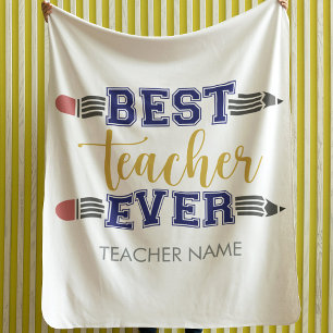 Personalized Best Teacher Ever - Customized Gift Fleece Blanket