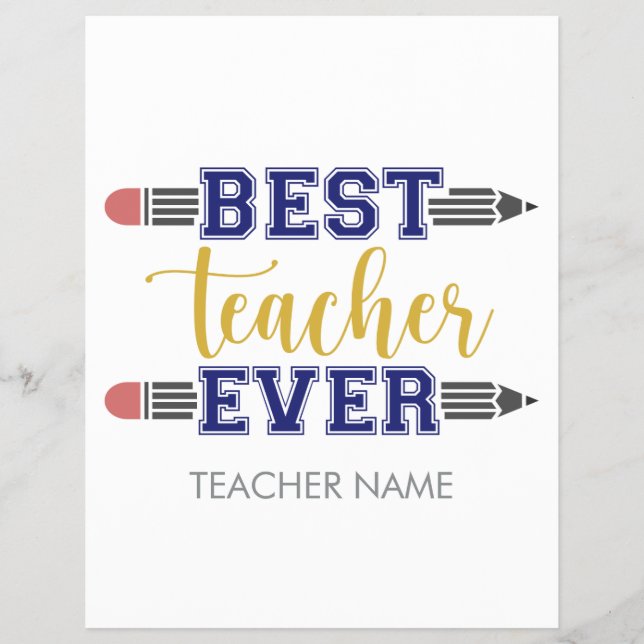 Personalized Best Teacher Ever - Customized Gift Flyer (Front)