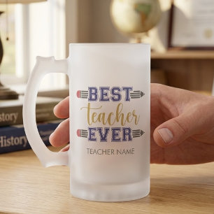 Personalized Best Teacher Ever - Customized Gift Frosted Glass Beer Mug