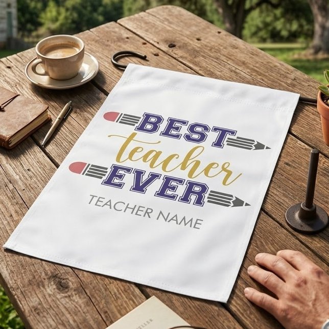 Personalized Best Teacher Ever - Customized Gift Garden Flag (Creator Uploaded)