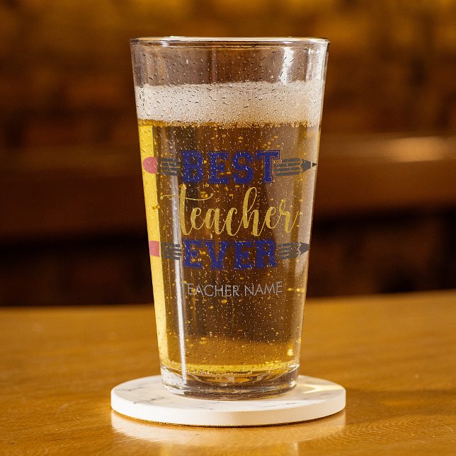 Personalized Best Teacher Ever - Customized Gift Glass (Creator Uploaded)