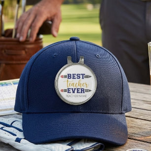 Personalized Best Teacher Ever - Customized Gift Golf Hat Clip