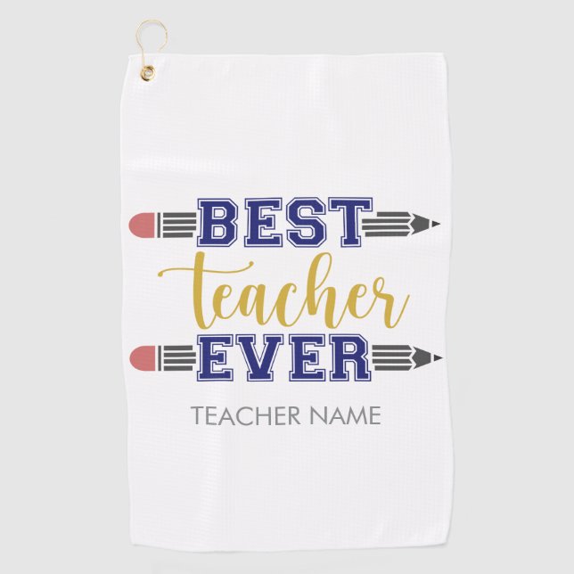 Personalized Best Teacher Ever - Customized Gift Golf Towel (Front)