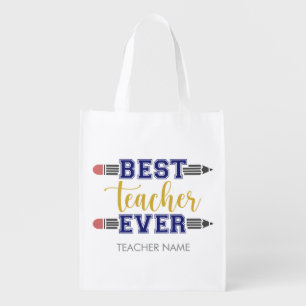 Personalized Best Teacher Ever - Customized Gift Grocery Bag