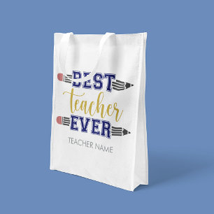 Personalized Best Teacher Ever - Customized Gift Grocery Bag