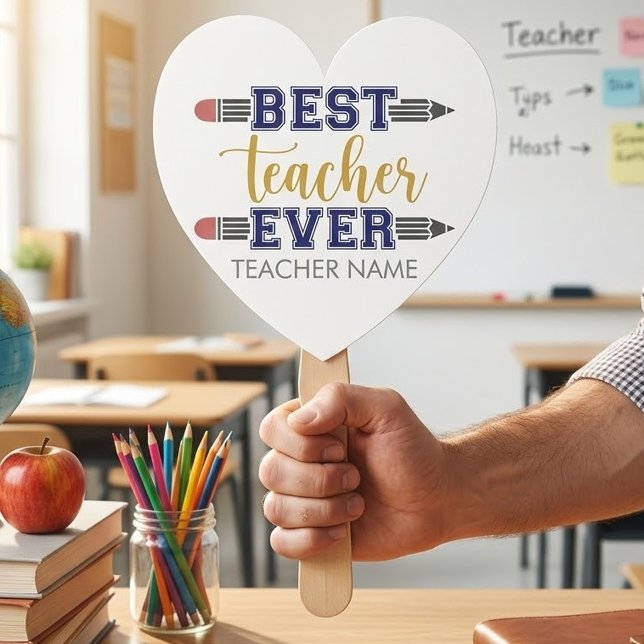 Personalized Best Teacher Ever - Customized Gift Hand Fan (Creator Uploaded)
