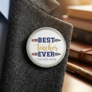 Personalized Best Teacher Ever - Customized Gift Lapel Pin