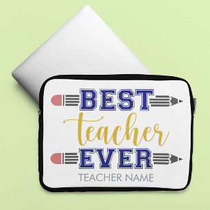 Personalized Best Teacher Ever - Customized Gift Laptop Sleeve