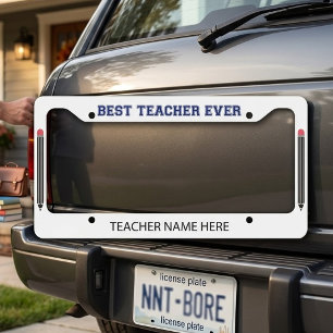 Personalized Best Teacher Ever - Customized Gift License Plate Frame