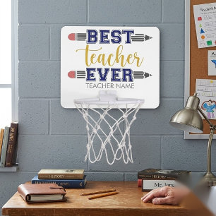 Personalized Best Teacher Ever - Customized Gift Mini Basketball Hoop