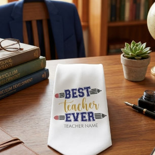 Personalized Best Teacher Ever - Customized Gift Neck Tie