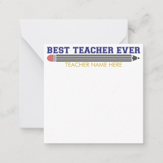 Personalized Best Teacher Ever - Customized Gift Note Card (Front)