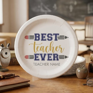 Personalized Best Teacher Ever - Customized Gift Paper Plates