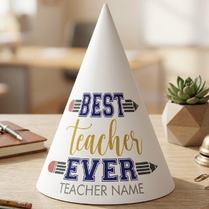 Personalized Best Teacher Ever - Customized Gift Party Hat