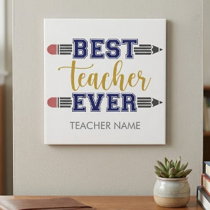 Personalized Best Teacher Ever - Customized Gift Peel And Stick Photo Tile