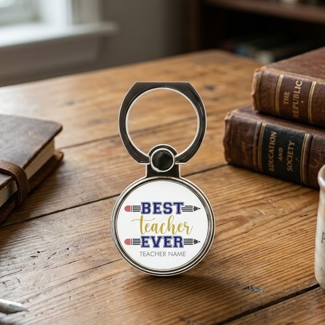 Personalized Best Teacher Ever - Customized Gift Phone Ring Stand (Creator Uploaded)