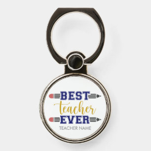 Personalized Best Teacher Ever - Customized Gift Phone Ring Stand