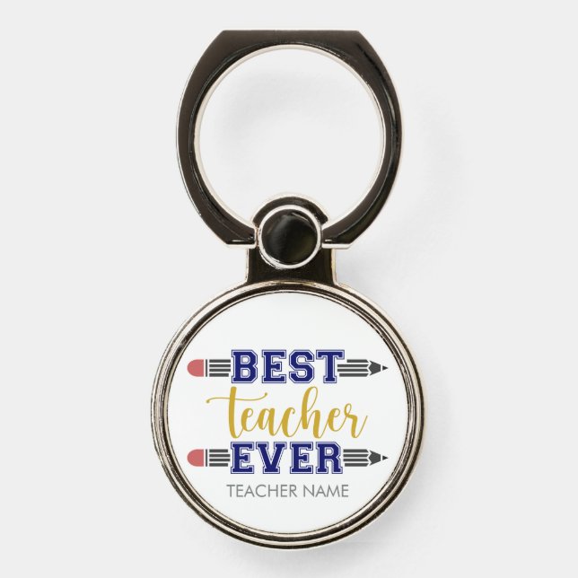 Personalized Best Teacher Ever - Customized Gift Phone Ring Stand (Front)