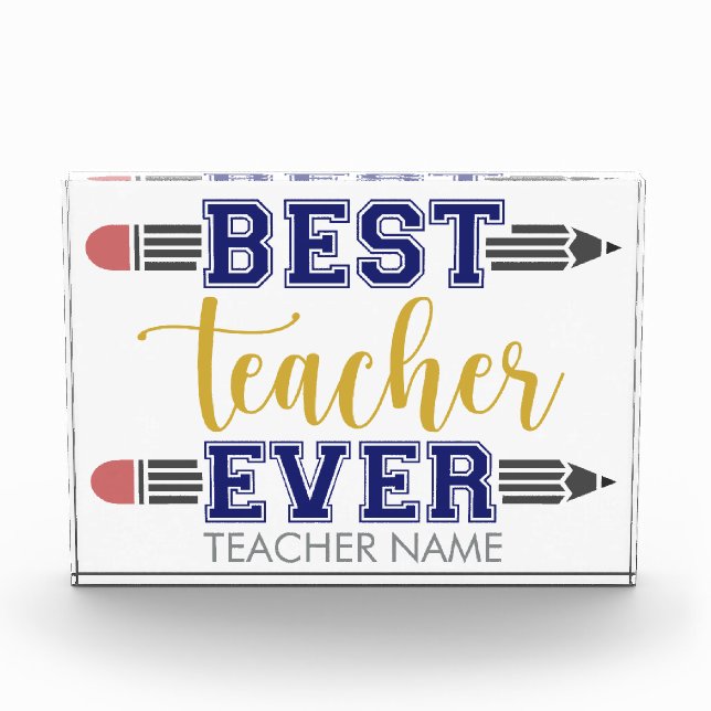Personalized Best Teacher Ever - Customized Gift Photo Block (Front)