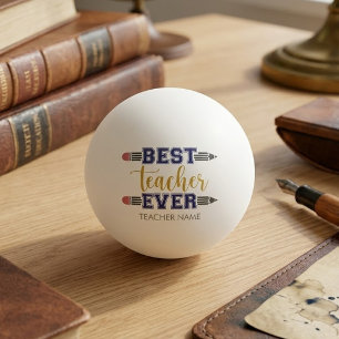 Personalized Best Teacher Ever - Customized Gift Ping Pong Ball