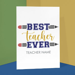 Personalized Best Teacher Ever - Customized Gift Postcard