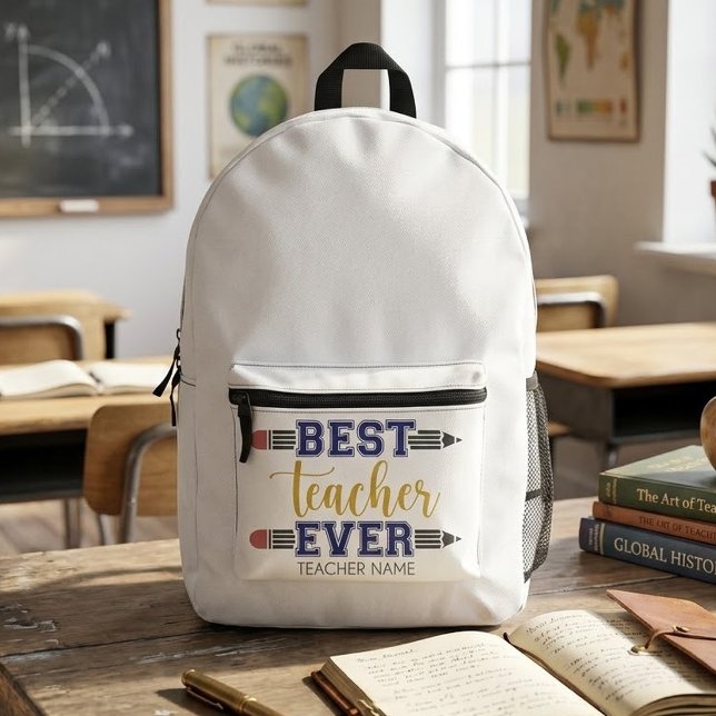 Personalized Best Teacher Ever - Customized Gift Printed Backpack (Creator Uploaded)