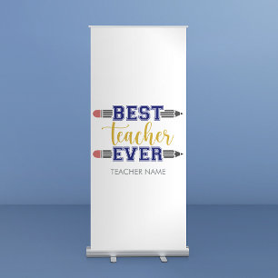 Personalized Best Teacher Ever - Customized Gift Retractable Banner