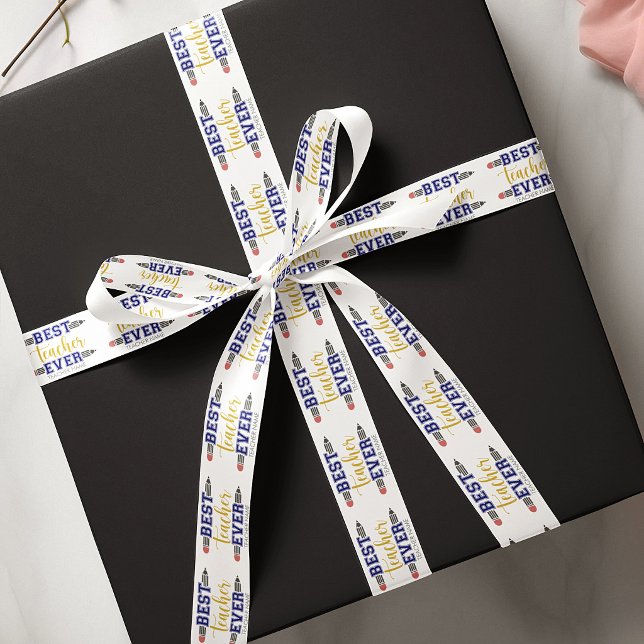 Personalized Best Teacher Ever - Customized Gift Satin Ribbon (Creator Uploaded)